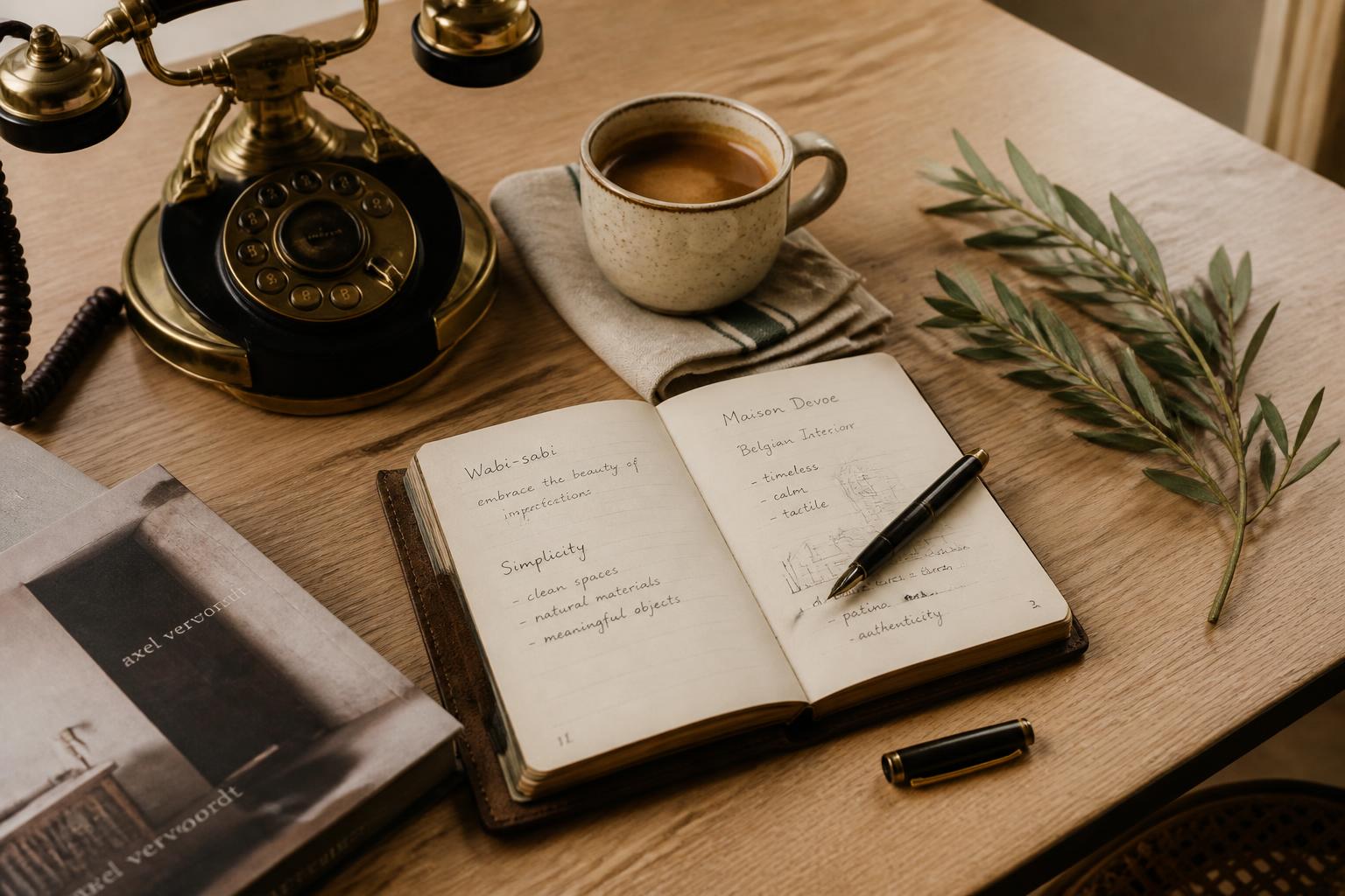 Werkplek met telefoon & koffie